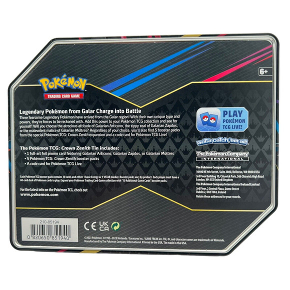 Pokemon Card Storage Tins EMPTY 2 Lots of 3 Crown Zenith 2022 Trading Game READ - Picture 6 of 14